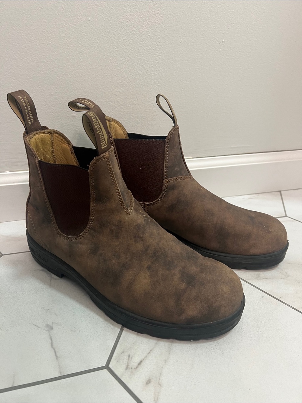 Blundstone 585 Rustic Brown Premium Leather Chelsea Boots Size 10 Mens - Picture 1 of 11
